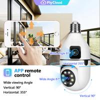 Flycloud 2MP Bulb Security Camera 2.4 g WiFi Wireless Indoor and Outdoor Security Camera, Indoor and Outdoor 360° Home Secur...