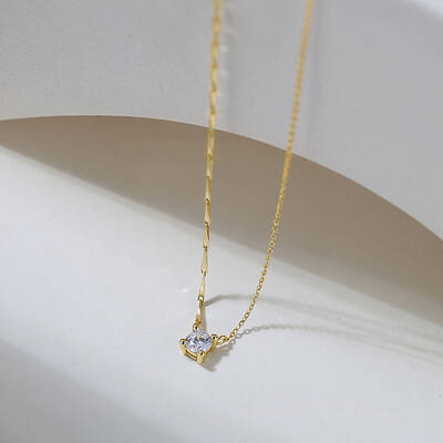 925 Sterling Silver Pave 5A Clear Cubic Zirconia Round Pendant Necklaces