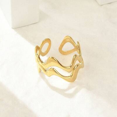 Wave 304 Stainless Steel Open Cuff Rings for Women