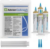 Advion Cockroach Gel Bait, 4 Tubes x 30-Grams, 1 Plunger and 2 Tips, German Roach Insect Pest Control, Indoor and Outdoor Use...