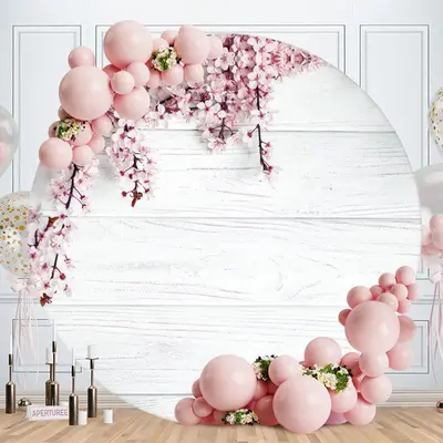 Aperturee Gold Glitter And Wood Round 1St Birthday Backdorp | Circle Party Backdrop | Round Backdrop Stand Covers | Circle Ba...