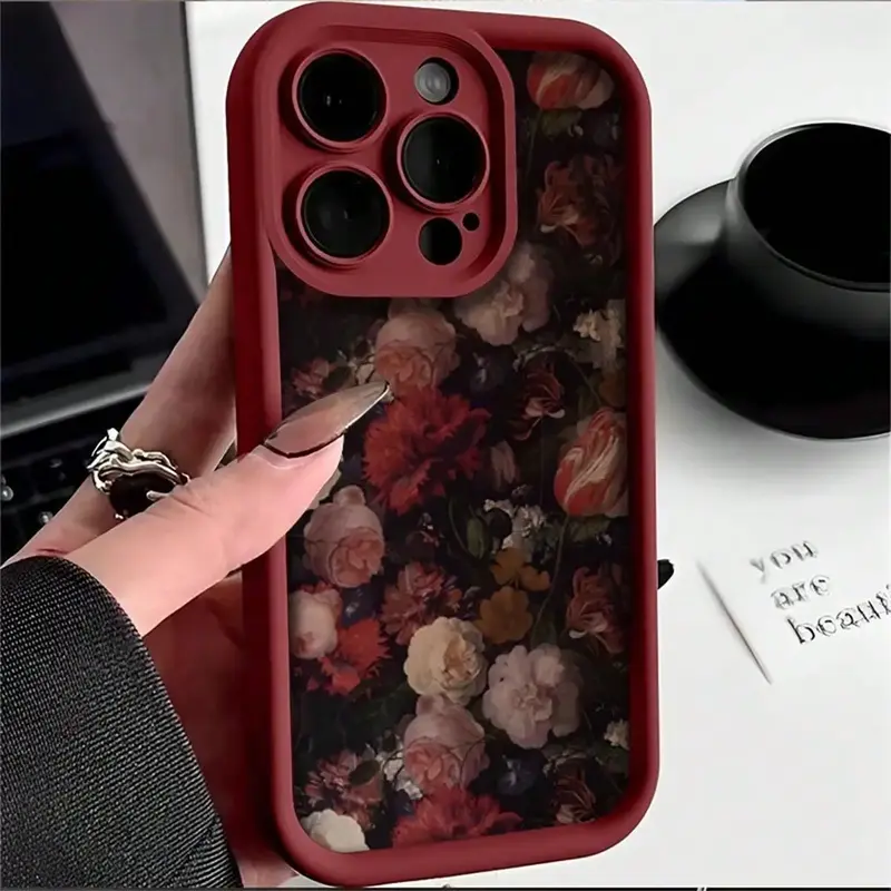 Floral Pattern Phone Case, Soft Anti-drop Phone Case, Waterproof & Shockproof Phone Protective Cover Compatible with iPhone 1...