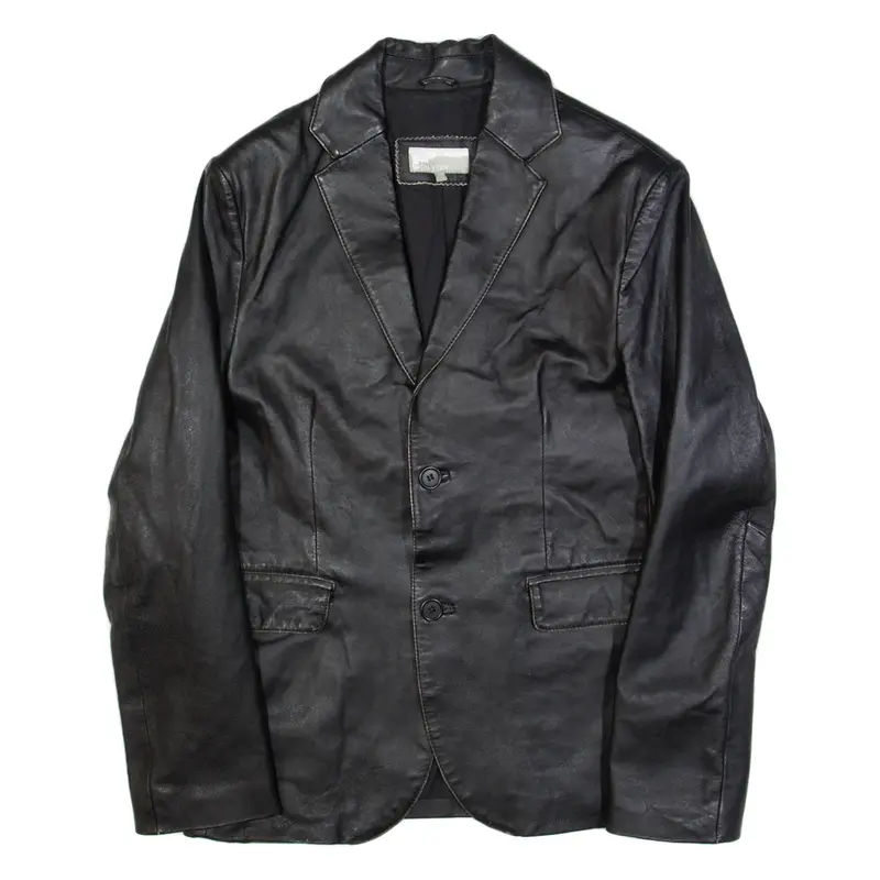 POLITIX Mens Blazer Jacket Black Leather L