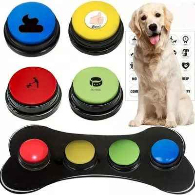 Dog Button Sounder, 6 Counts/set Pet Training Button & Pad & Sticker, Pet Interactive Toy, Dog & Cat Accessories, Pet Trainin...