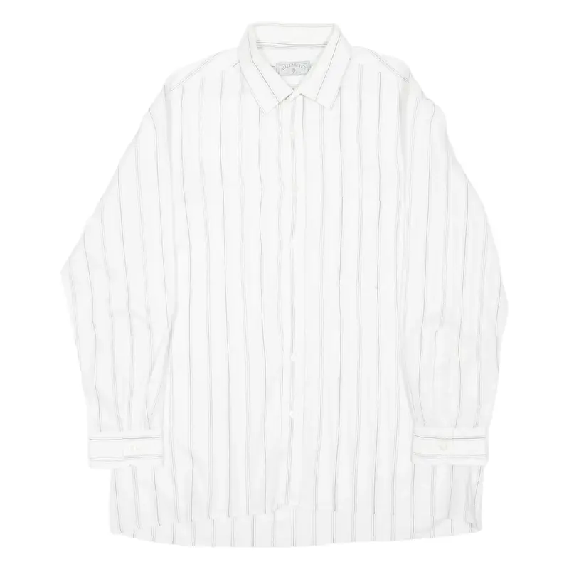 AHLEMEYER Mens Shirt White Striped Long Sleeve XL