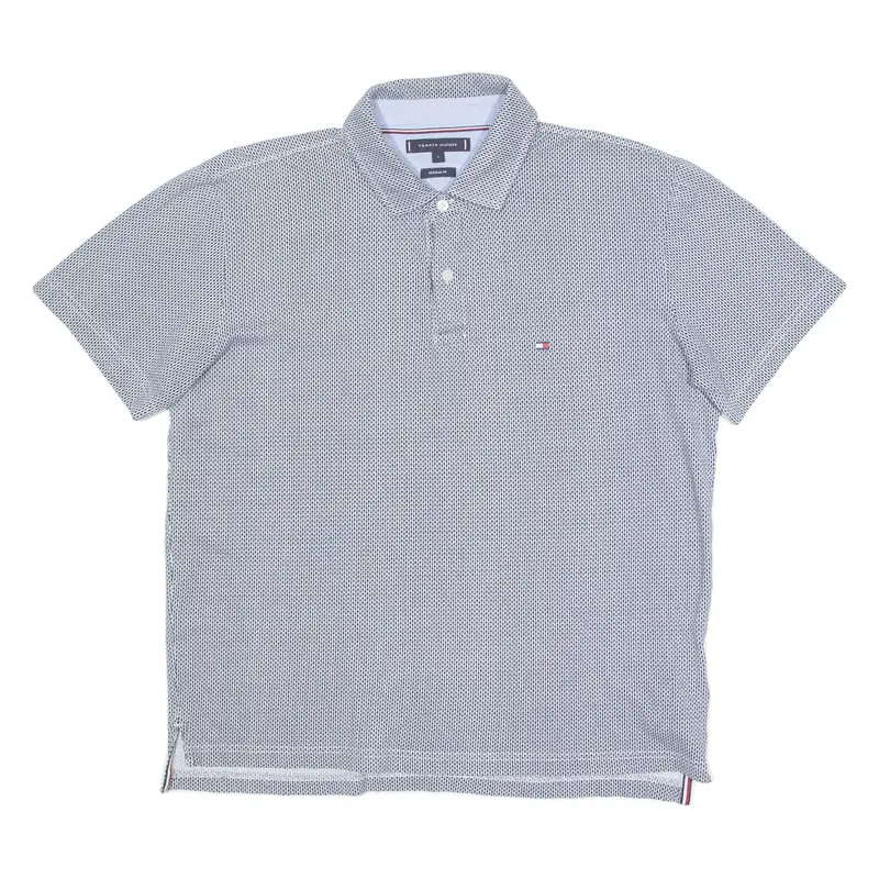 TOMMY HILFIGER Mens Polo Shirt Black Geometric L