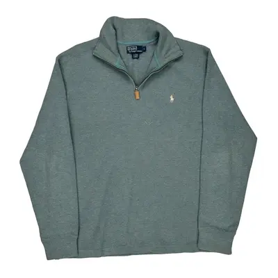 Polo By Ralph Lauren 1/4 Zip - Large Grey Cotton Blend