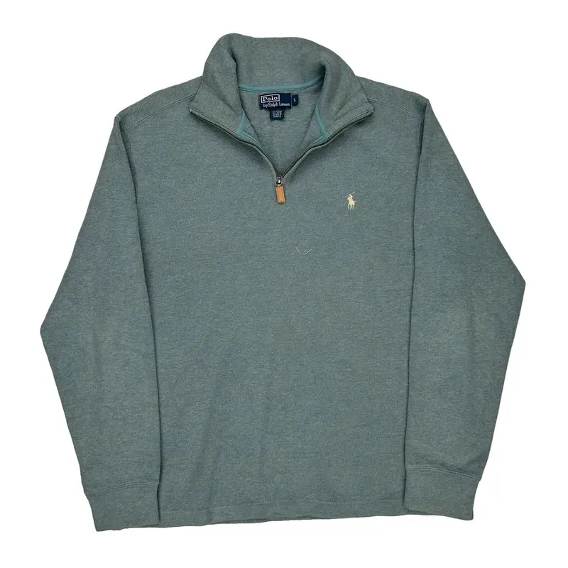 Polo By Ralph Lauren 1/4 Zip - Large Grey Cotton Blend