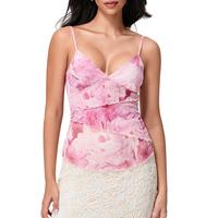 Women Sleeveless V Neck Floral Tank Tops Ruffled Layered Strappy Going Out Tops Camisole Sexy Slim Fit Cami Shirt Skirts Casu...
