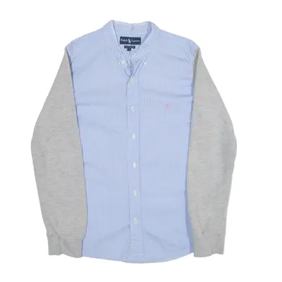 Customised Sleeves Shirt Blue Striped Long Sleeve Mens S