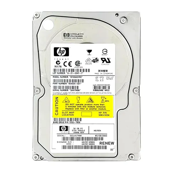 A6192-69001 HP 36.4GB 10000RPM FC 2Gbs Hot Swap 3.5-inch Hard Drive