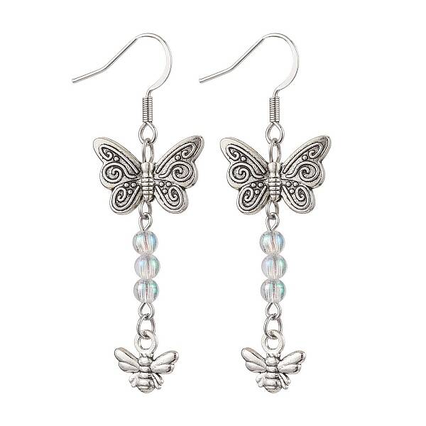 Butterfly & Bees Alloy Dangle Earrings for Women