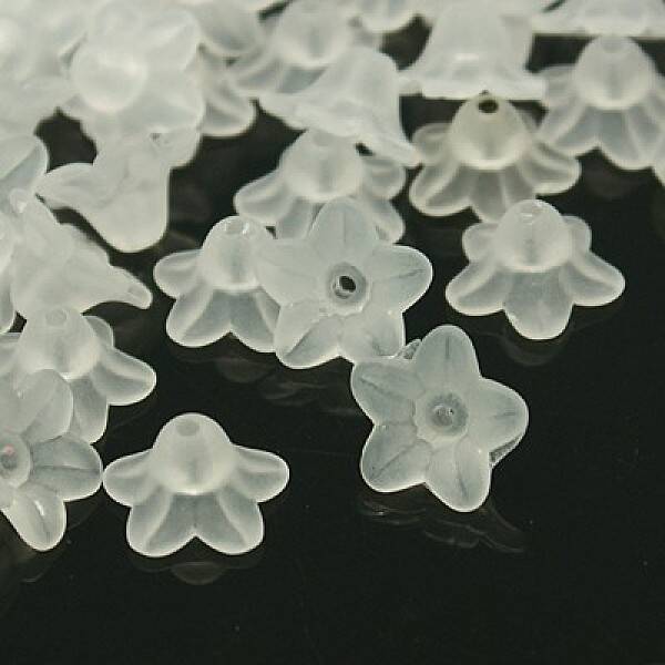 Transparent Frosted Acrylic Flower Beads