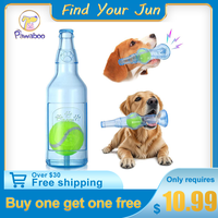 [Buy one get one free]Pawaboo Blue Water Bottle Interactive Dog Toy for Aggressive Chewers,Chew Toys With a Tennis Ball,Squea...