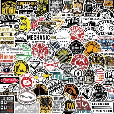 Mechanic Sticker, 65pcs/set Funny Certification Sticker, Mechanic Technician Interesting Decorative Sticker for Phone Noteboo...