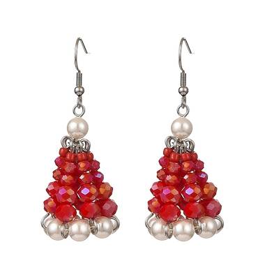 Glass with Shell Pearl Dangle Earrings for Women