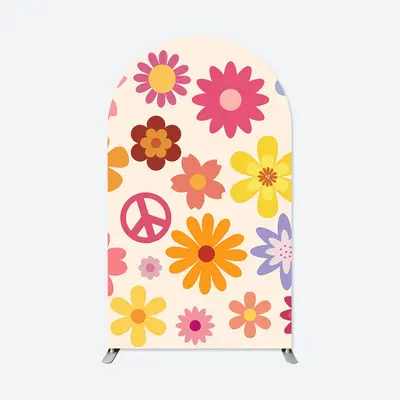 Aperturee Simple Yellow Groovy Floral Arch Backdrop For Party | Wedding Arch Backdrop | Diy Round Arch Backdrop | Diy Arch Ba...