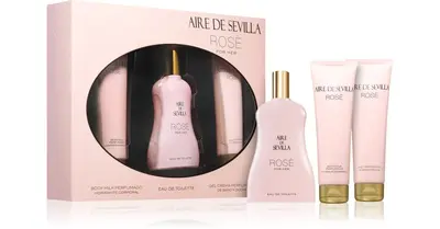 Instituto Español Aire De Sevilla Rose Gift Set Women's Eau De Toilette 100ml + Cleansing Shower Gel 100ml + Silk Effect Bod...