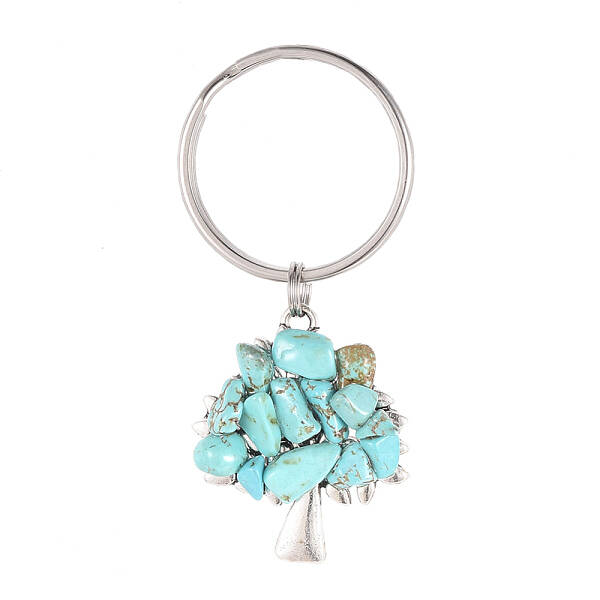 Chip Synthetic Turquoise Keychain