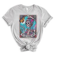 # 327 - My Last Flying F Butterfly Skeleton Tarot Card Design - Print Uisex Crew neck Tee T-shirt