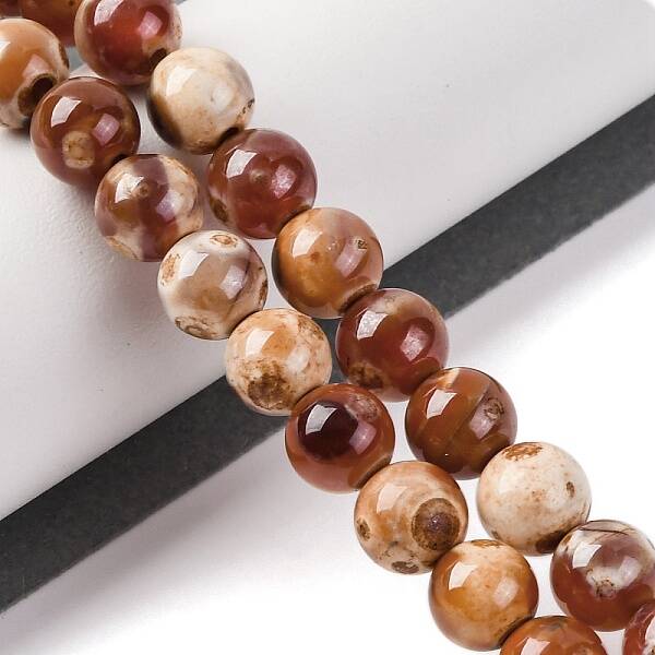Natural Fire Crackle Agate Beads Strands