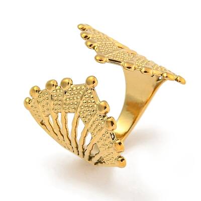 Ion Plating(IP) 304 Stainless Steel Fan Shape Open Cuff Ring for Women