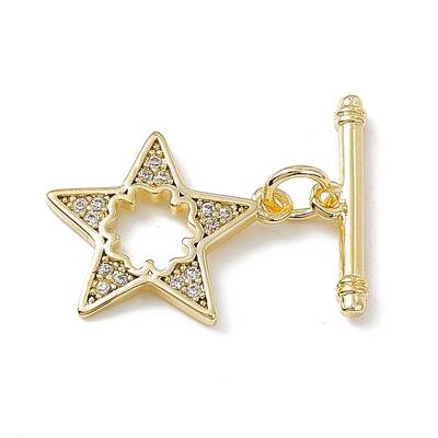 Brass Micro Pave Clear Cubic Zirconia Toggle Clasps