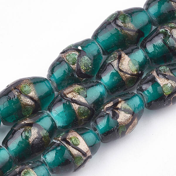 Handmade Gold Sand Lampwork Beads