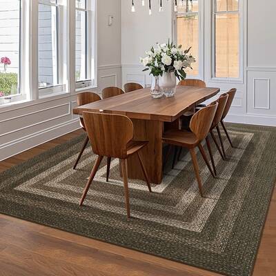 Garvee Washable Non Slip 5x7 Area Rug with Braided Print, Stain Resistant Low Profile, Polyester Material, TPR Backing, Vinta...