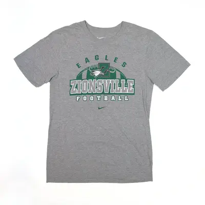 NIKE Zionsville Eagles Football Sports T-Shirt Grey USA Short Sleeve Mens S
