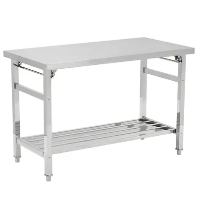 Garvee 48L x 24W x 32H Stainless Steel Table Commercial Heavy Duty Folding Work Table with Undershelf Ideal for Kitchen La...