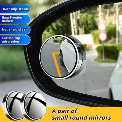 Car reversing rearview mirror suction cup reversing small round mirror 360 degree adjustable large field of view auxiliary wi...