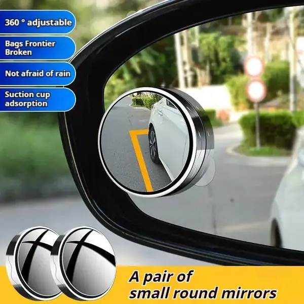 Car reversing rearview mirror suction cup reversing small round mirror 360 degree adjustable large field of view auxiliary wi...