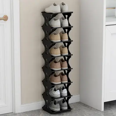 Modern Living Room Furniture Plastic Shoe Rack Portable DIY Shoe Rack Storage Device Narrow Shoe Rack, Layer Height 18cm, Sui...