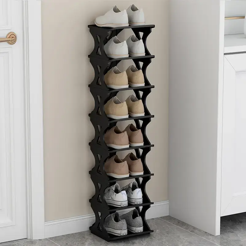 Modern Living Room Furniture Plastic Shoe Rack Portable DIY Shoe Rack Storage Device Narrow Shoe Rack, Layer Height 18cm, Sui...