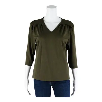 YESSICA Top Green V-Neck 3/4 Sleeve Womens M