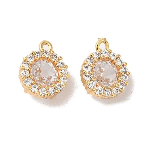 Brass Micro Pave Clear Cubic Zirconia Pendants