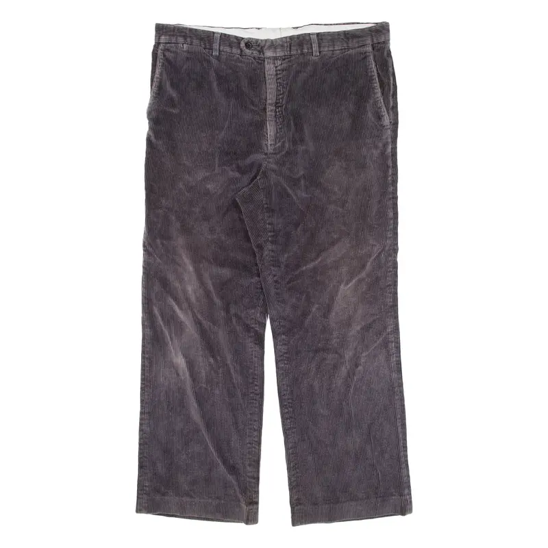 INCOME Mens Corduroy Trousers Grey Regular Straight W36 L27