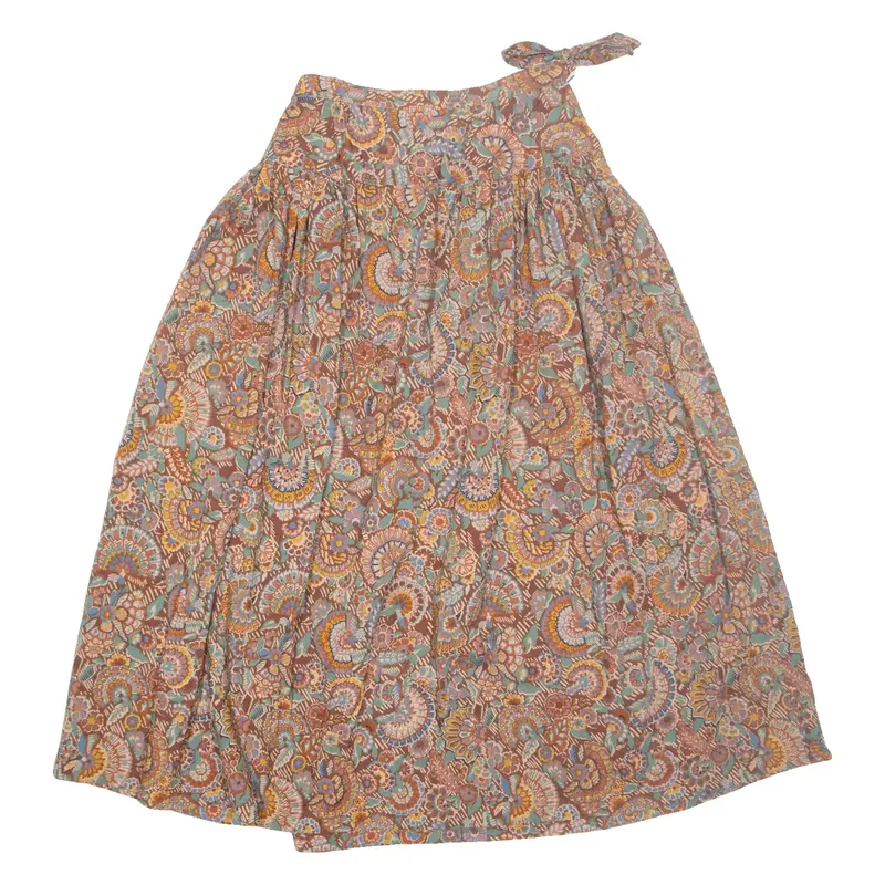 Womens A-Line Skirt Brown Long Crazy Pattern XS