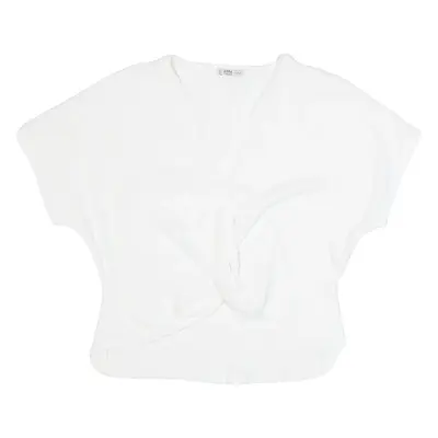 ZARA Womens Blouse White V-Neck S