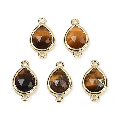 Natural Tiger Eye Faceted Connector Charms