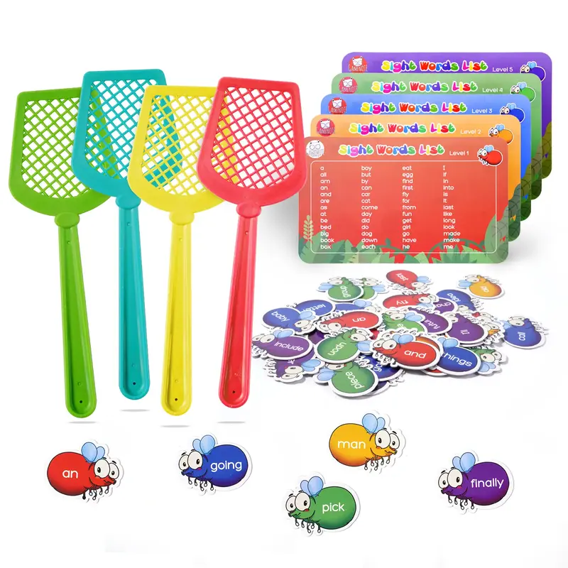 Gamenote Sight Word Games, 520 Dolch Fry Site Words with 4 Fly Swatters Educational Learning Games for Classroom