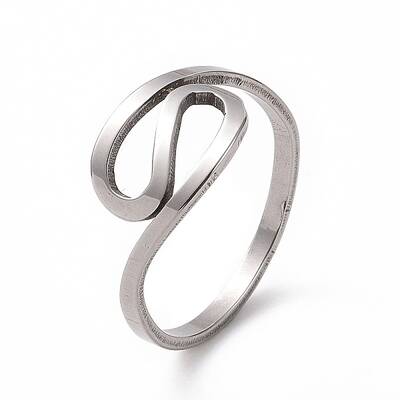 Non-Tarnish 201 Stainless Steel Wave Finger Ring