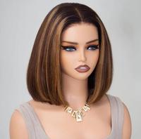 Mscoco Hair Straight Colored Glueless Bob Wig Highlight 1B 22,T4 27, T1B 2 30, 99J, Copper Brown Pre Plucked Short Wear And G...
