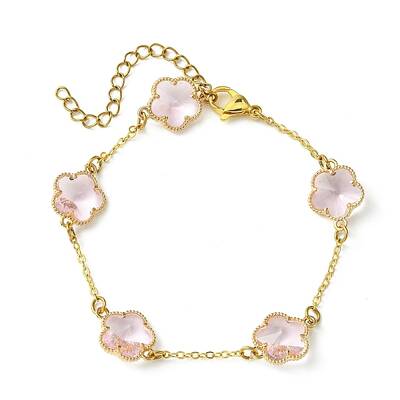 Glass Flower Link Bracelets