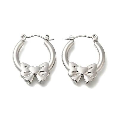 304 Stainless Steel Bowknot Hoop Earrings for Women
