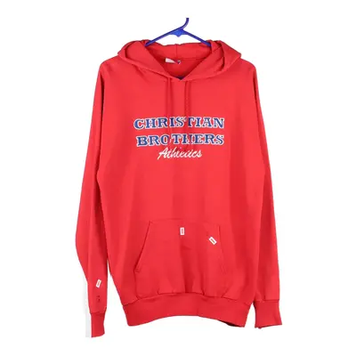 Bootleg Champion Hoodie - Large Red Cotton Blend