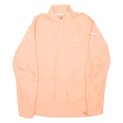 ADIDAS Womens T-Shirt Pink Long Sleeve 1/4 Zip L
