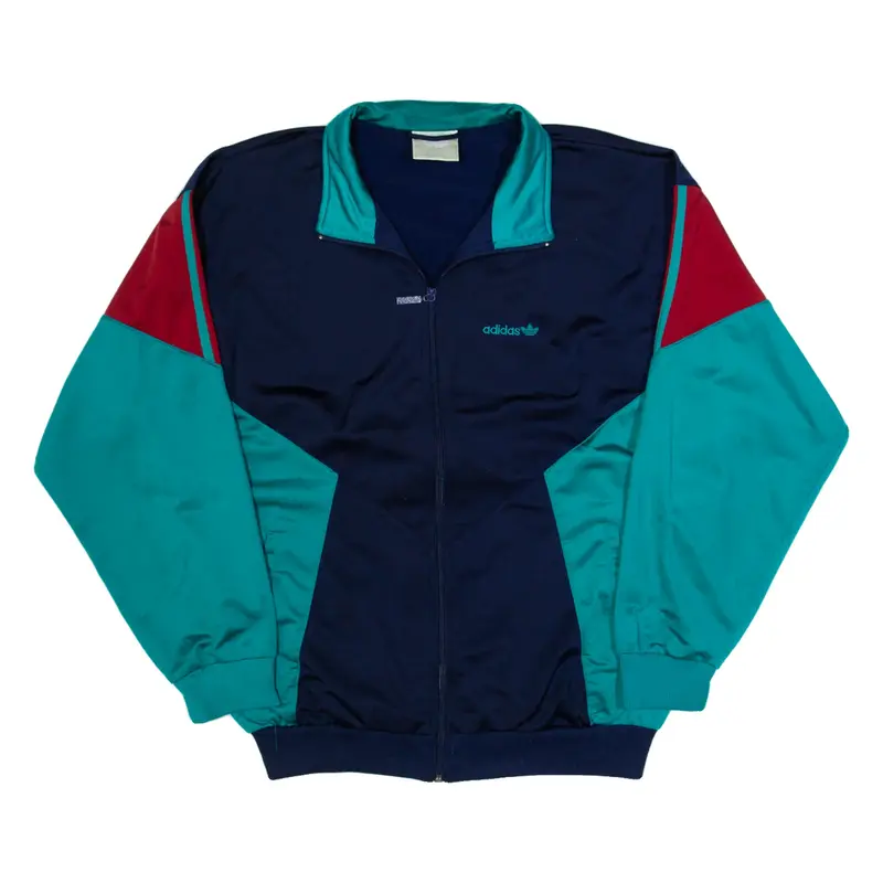 ADIDAS Mens Track Jacket Black 90s Colourblock L