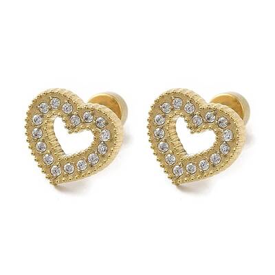 304 Stainless Steel with Rhinestone Stud Earrings for Women